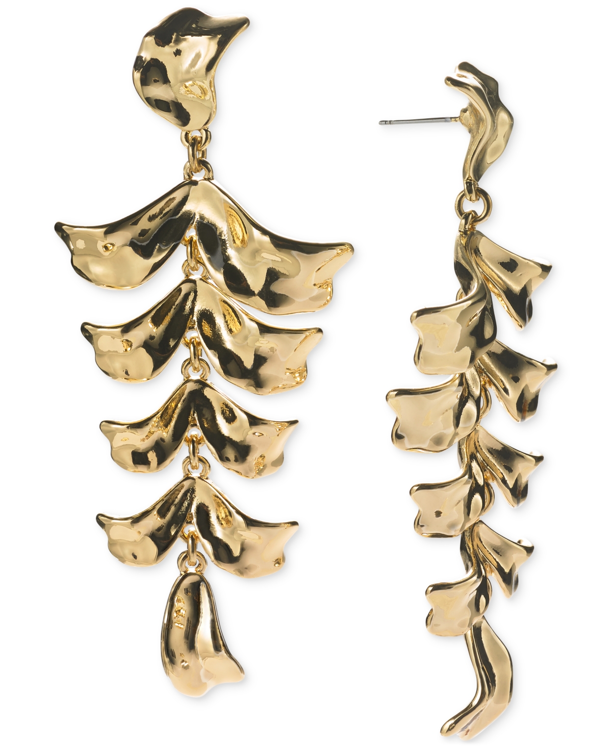 Shop Inc International Concepts Gold-tone Sculptural Leaf Drop Earrings, Created For Macy's