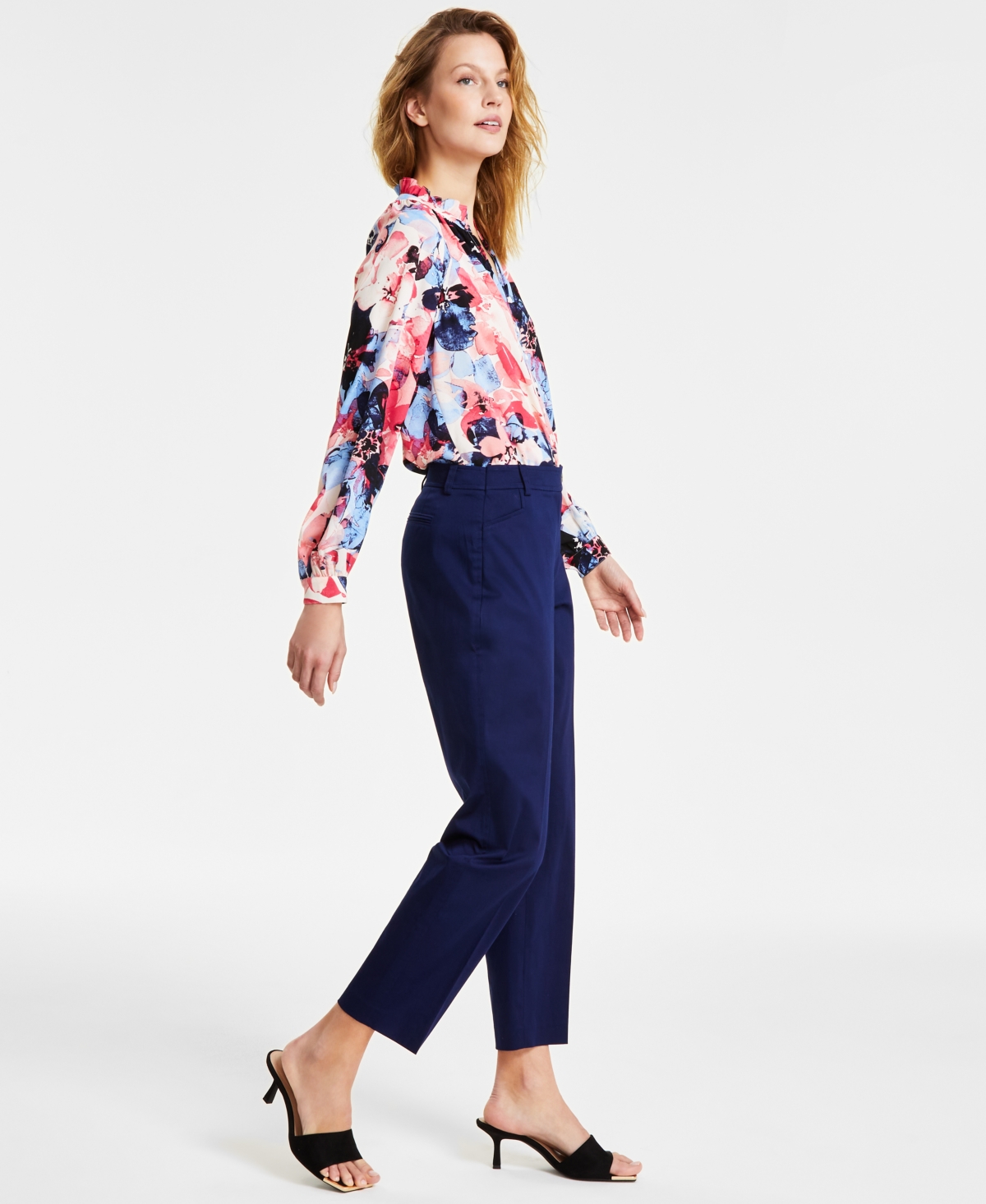 Shop Jones New York Women's Mid Rise Ankle Pants In Pacific Navy