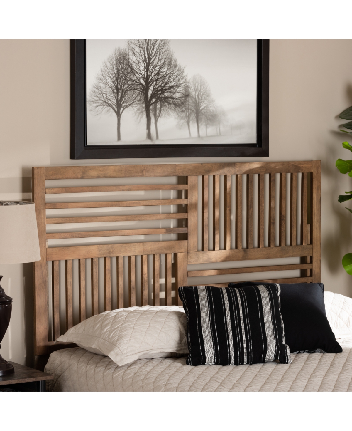 Baxton Studio Adler Modern And Contemporary Transitional King Size Finished Wood Headboard In Ash Walnut