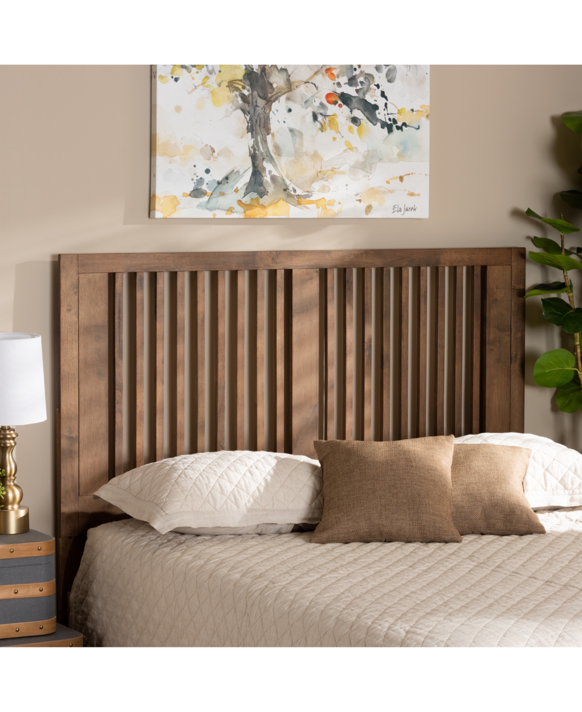 Shop Baxton Studio Harena Modern And Contemporary Transitional Full Size Finished Wood Headboard In Ash Walnut