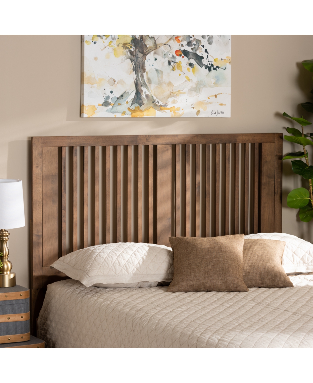 Baxton Studio Harena Modern And Contemporary Transitional King Size Finished Wood Headboard In Ash Walnut