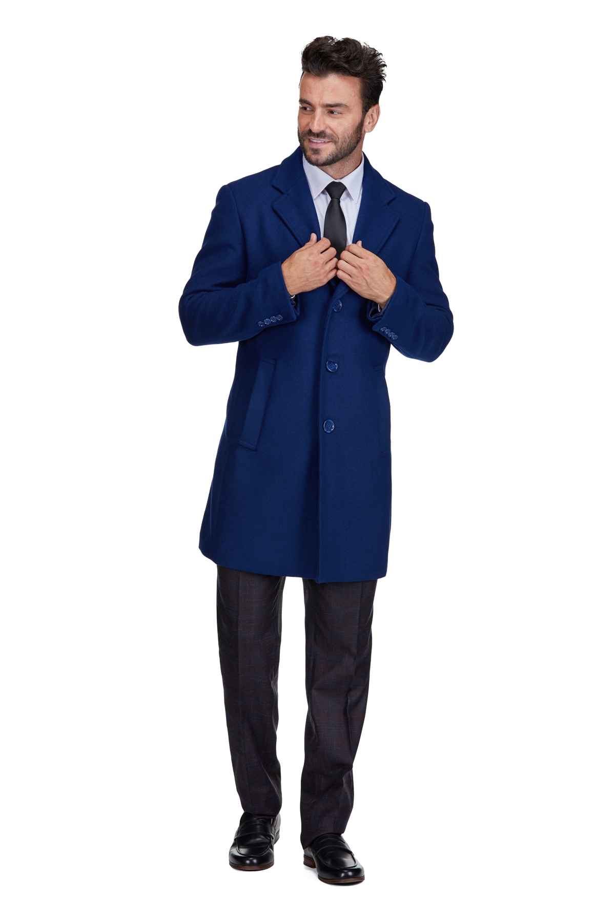 Men's Big & Tall Tailored Wool Blend Notch Collar Wool Blend Walker Car Coat - Light grey