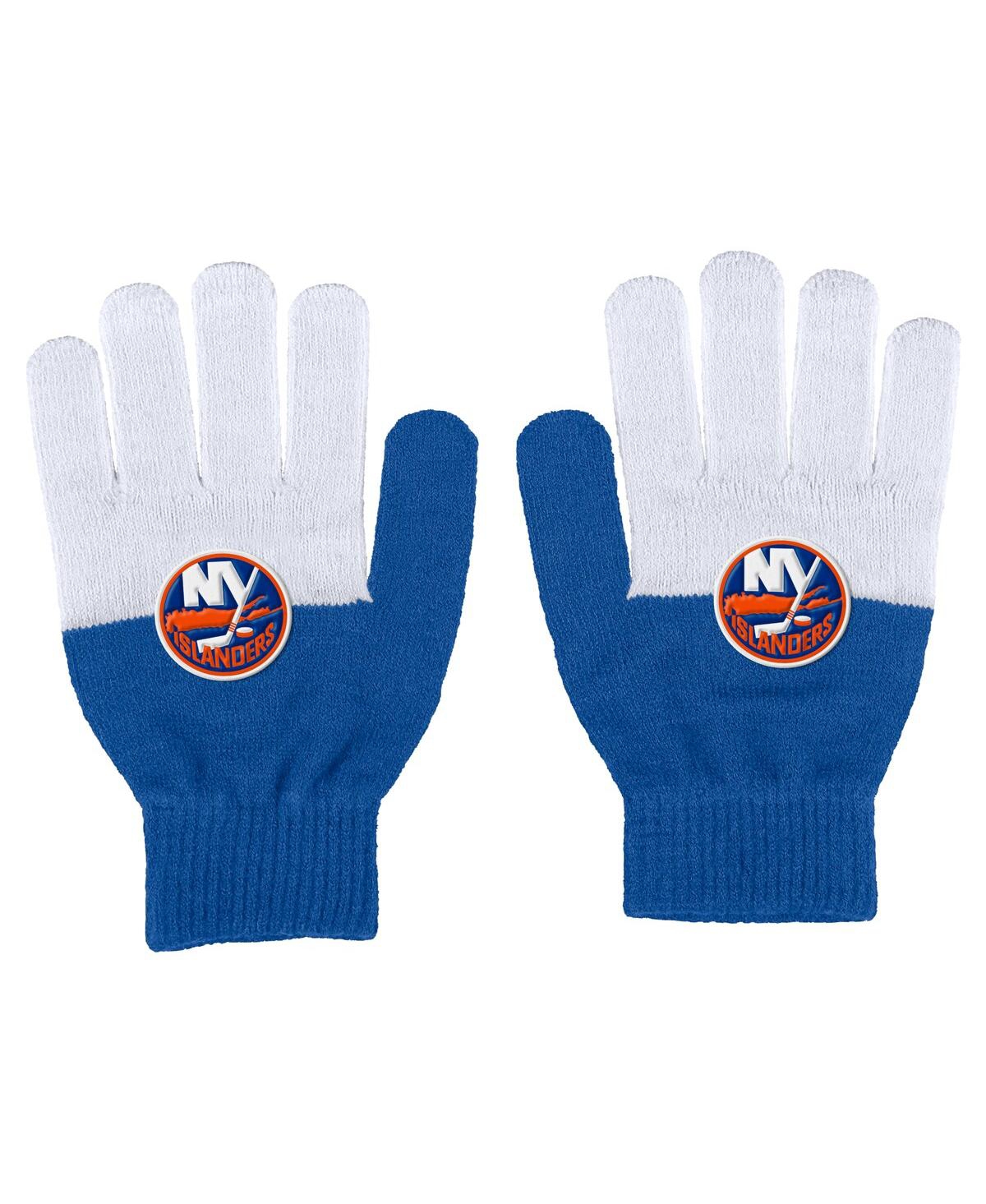 Wear By Erin Andrews Women's  New York Islanders Color-block Gloves In Blue,white