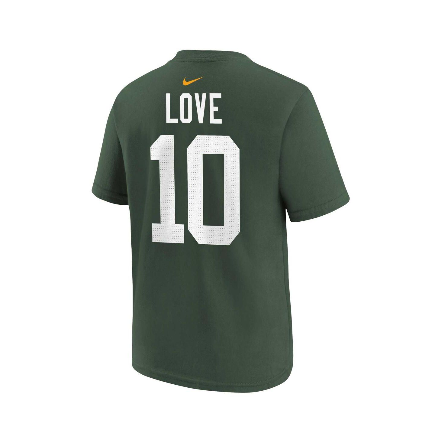 Футболка Nike Jordan Love Green Green Bay Packers Player Name and Number T-shirt для мальчиков — фото 2