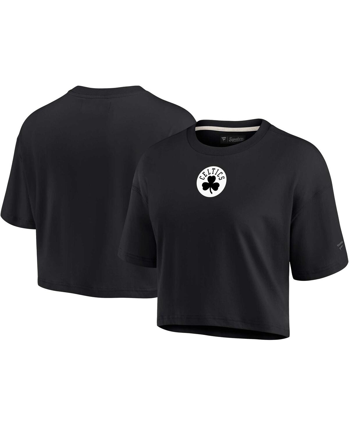 Shop Fanatics Signature Women's  Black Boston Celtics Super Soft Boxy Cropped T-shirt