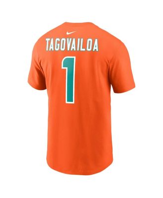Men's Tua Tagovailoa Orange Miami Dolphins Player Name and Number T-shirt