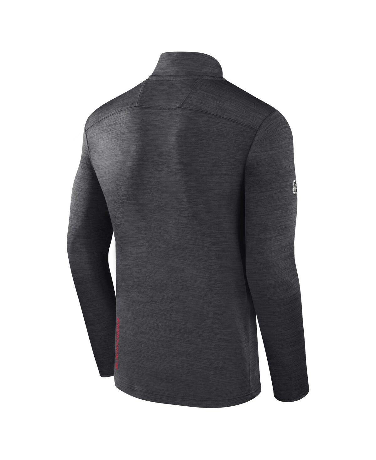 Fanatics Men's  Heather Charcoal Chicago Blackhawks Authentic Pro Quarter-zip Pullover Top In Heather Charcoal