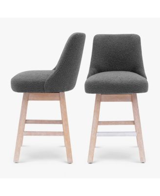 26" Upholstered Swivel Counter Height Bar Stools (Set of 2)