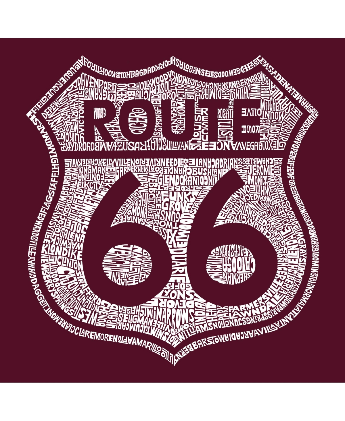 Cities Along The Legendary Route 66 - Big Boy's Word Art Crewneck Sweatshirt