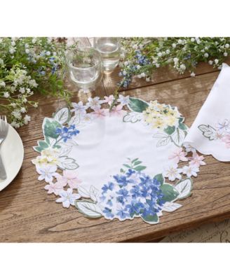 Elrene Spring Hydrangea Bouquet Cutwork Fabric Collection 