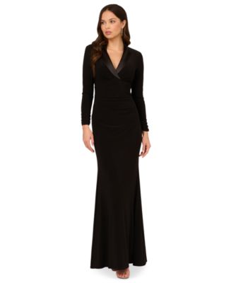 adrianna papell red tuxedo dress NWT Adrianna Papell 2 Red Crepe Tuxedo Evening Gown Long Double Breasted  130265