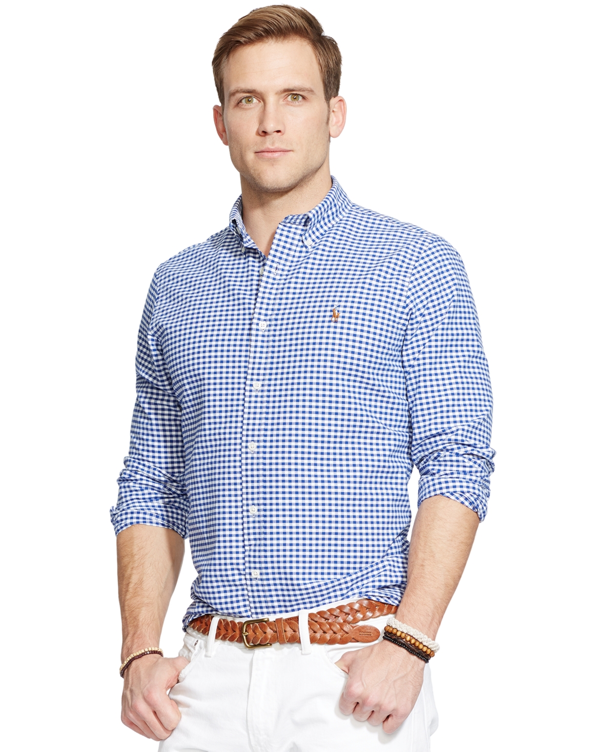 Polo Ralph Lauren Men's Classic Fit Long Sleeve Oxford Shirt - Blue White Check