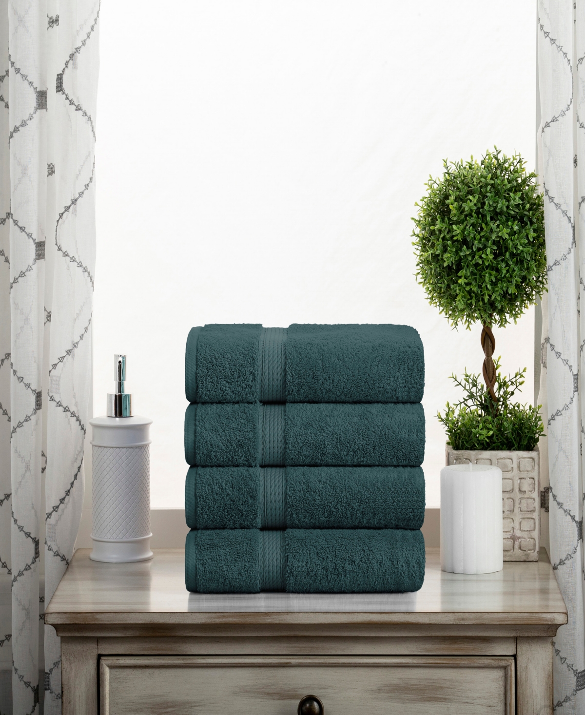 Superior Highly Absorbent 4 Piece Egyptian Cotton Ultra Plush Solid Hand Towel Set In Teal