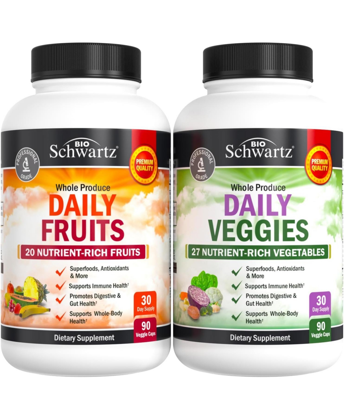 Daily Fruits & Veggies Supplement - 47 Whole Foods - Vitamins, Minerals, Lycopene, 90ct