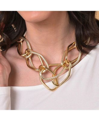 Women's Gold  Metallic Chainlink Necklace