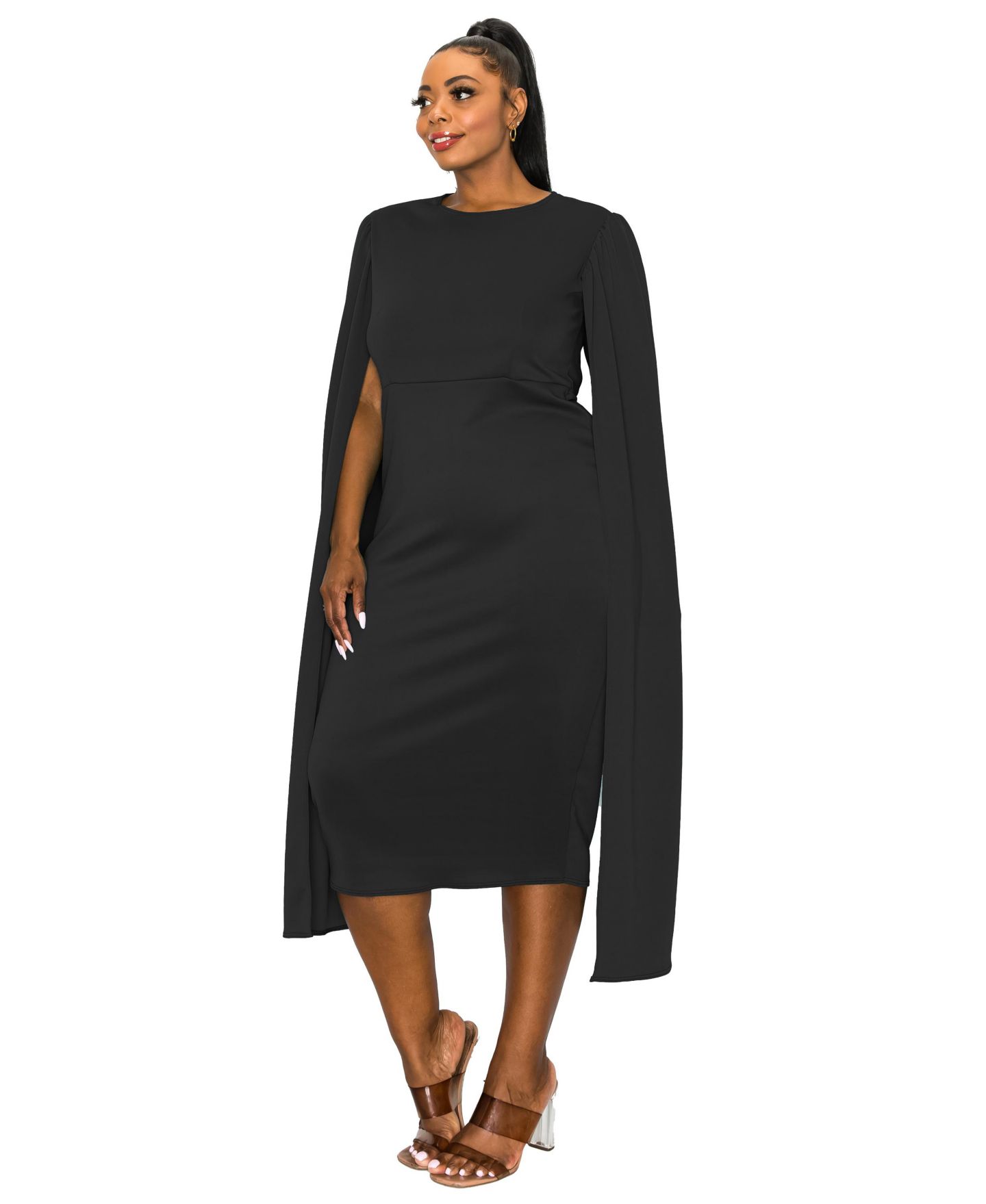 Женское платье L I V D Plus Size Naomi Cape, цвет: Чёрный — фото 3