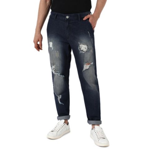 Мужские джинсы Cahoot Campus Sutra Ripped Dark-Wash Denim Jeans, цвет: Тёмный синий