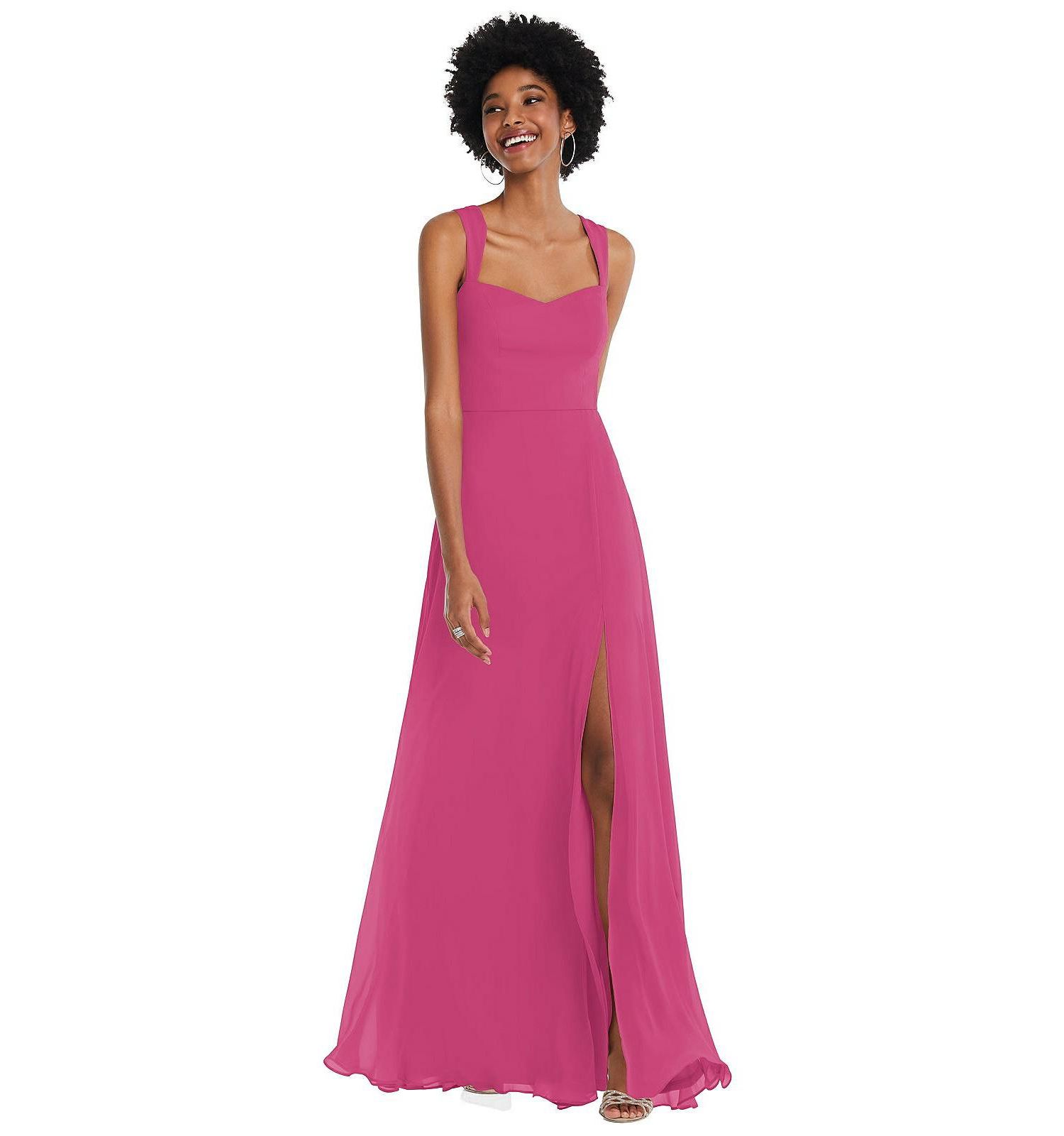 Contoured Wide Strap Sweetheart Maxi Dress
