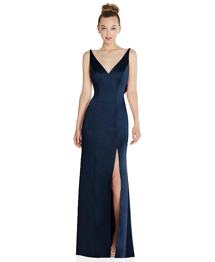 After Six Draped Cowl-Back Princess Line Dress with Front Slit - Macy's