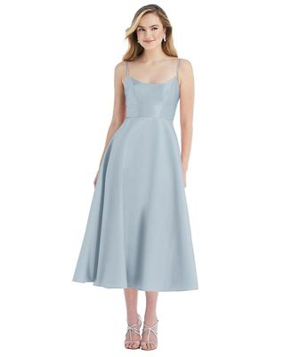 Spaghetti Strap Full Skirt Satin Midi Dress - Macy's