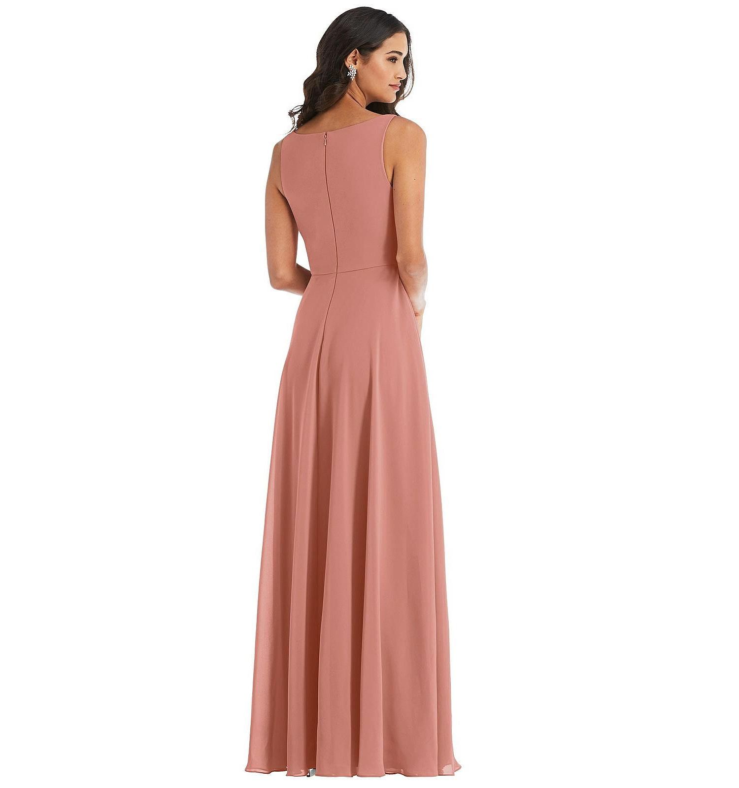 Women's Deep V-Neck Chiffon Maxi Dress