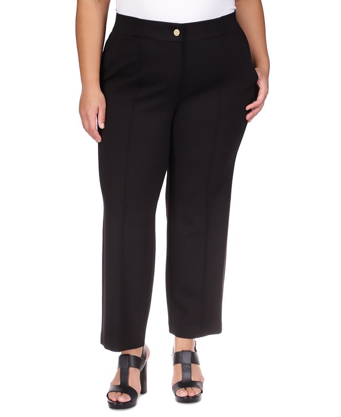 Plus Size High Rise Ponte Pintuck Pants