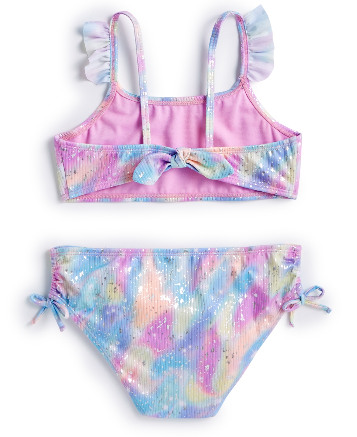 Shop Breaking Waves Big Girls Tie-dyed Textured Printed Swimsuit, 2 Piece Set In Multi