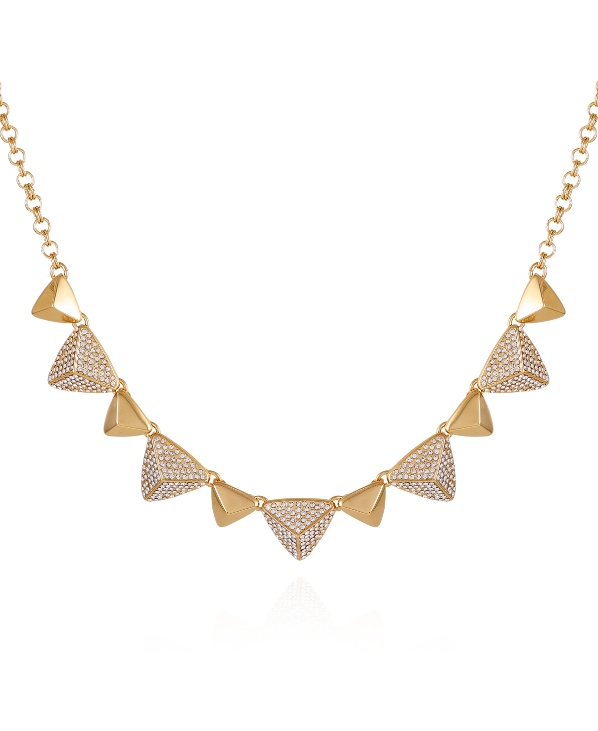 Gold-Tone Pave Glass Stone Statement Necklace - Gold