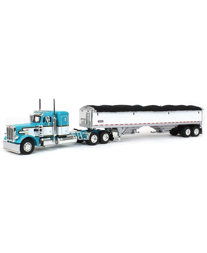First Gear DCP 1/64 Teal & White Peterbilt 36in Flattop Sleeper w/ Wilson Commander Grain