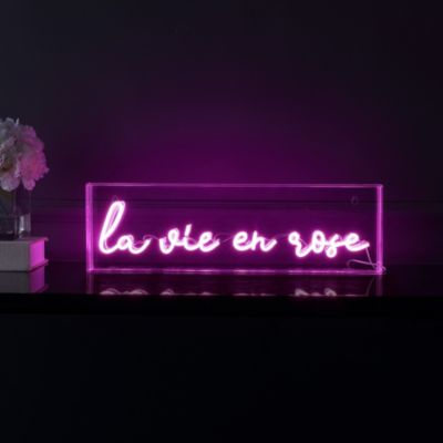 La Vie En Rose Contemporary Glam Acrylic Box USB Operated LED Neon Light