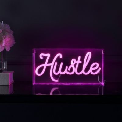 Hustle Contemporary Glam Acrylic Box USB Operated LED Neon Light