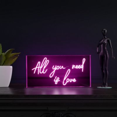 USB All You Need Is Love Contemporary Glam Acrylic Box USB Operated LED Neon Light