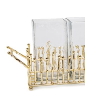 Symmetrical Design Cutlery Holder with 4 Piece Set, 11.5" L