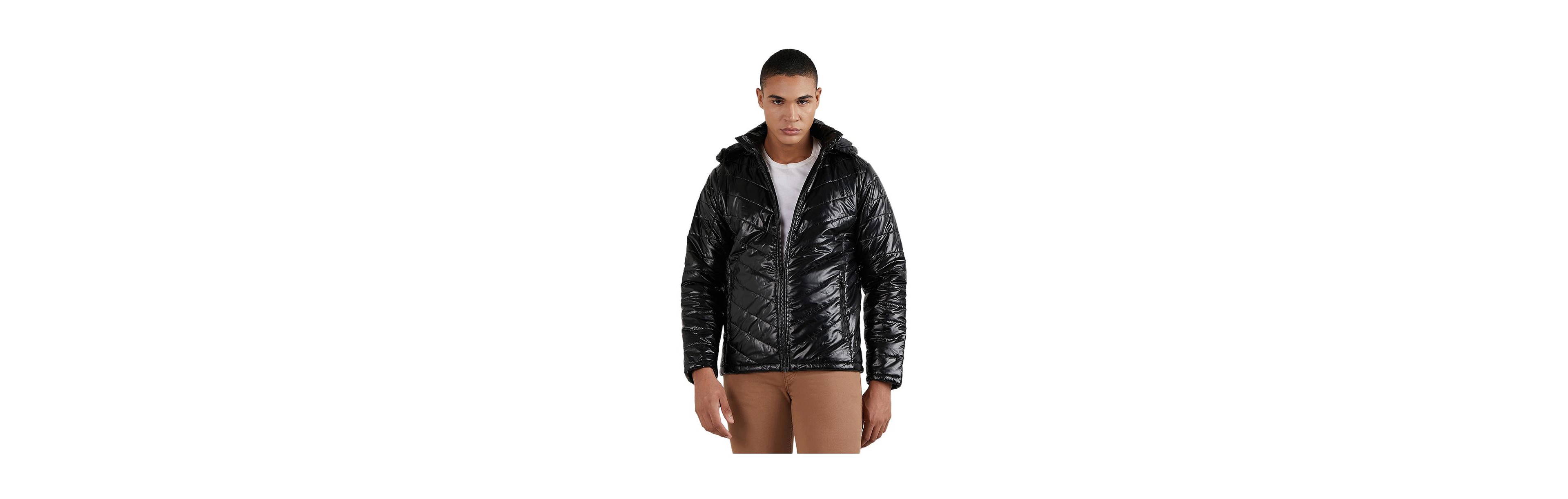Campus Sutra Men's Black Zip-Front Quilted Puffer Jacket