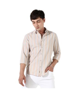 Men's Beige Striped Shirt