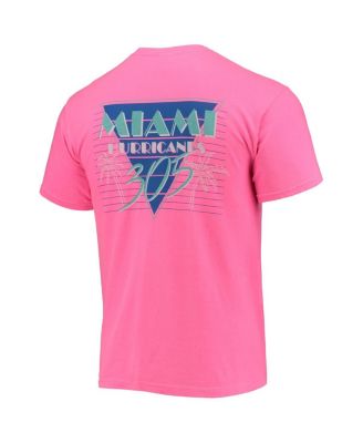 Image One Men's Pink Miami Hurricanes Miami Vice 305 T-shirt
