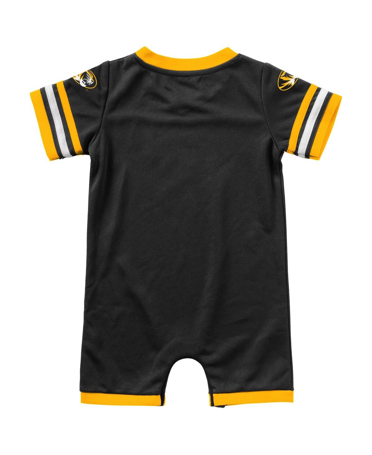 Colosseum Newborn And Infant Boys And Girls  Black Missouri Tigers Bumpo Football Romper In Black