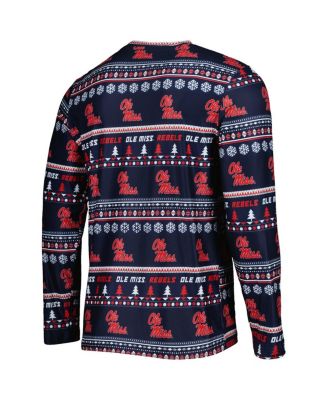 Men's Navy Ole Miss Rebels Swivel Long Sleeve T-shirt and Pants Sleep Set