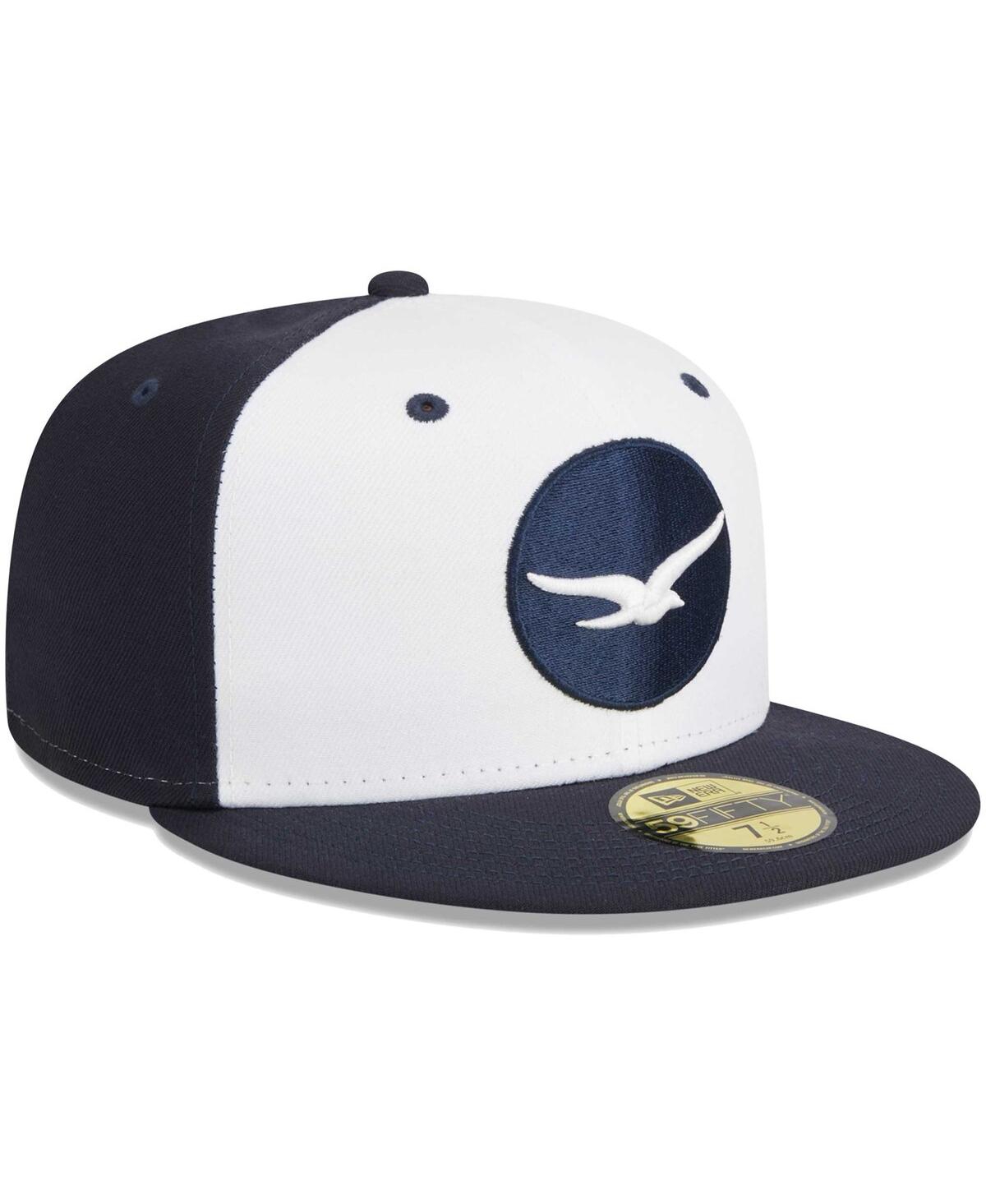 NEW ERA MEN'S NEW ERA WHITE PENSACOLA BLUE WAHOOS THEME NIGHTS PENSACOLA SEAGULLS 59FIFTY FITTED HAT 