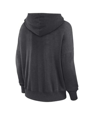 Women's Heather Charcoal Distressed Cleveland Browns Heritage Snow Wash French Terry Lace-Up&nbsp;Pullover Hoodie