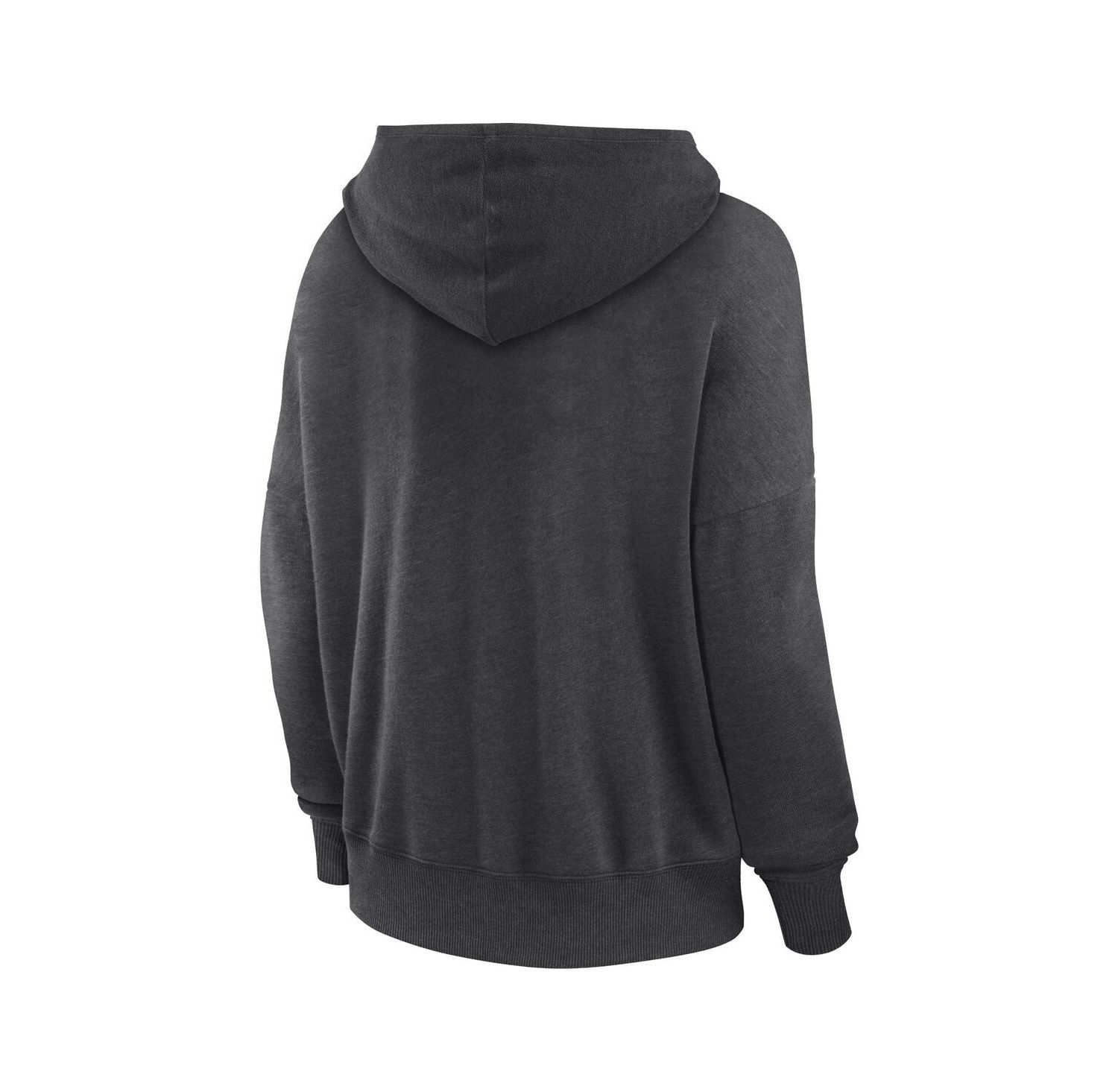 Women's Heather Charcoal Distressed Cleveland Browns Heritage Snow Wash French Terry Lace-Up Pullover Hoodie