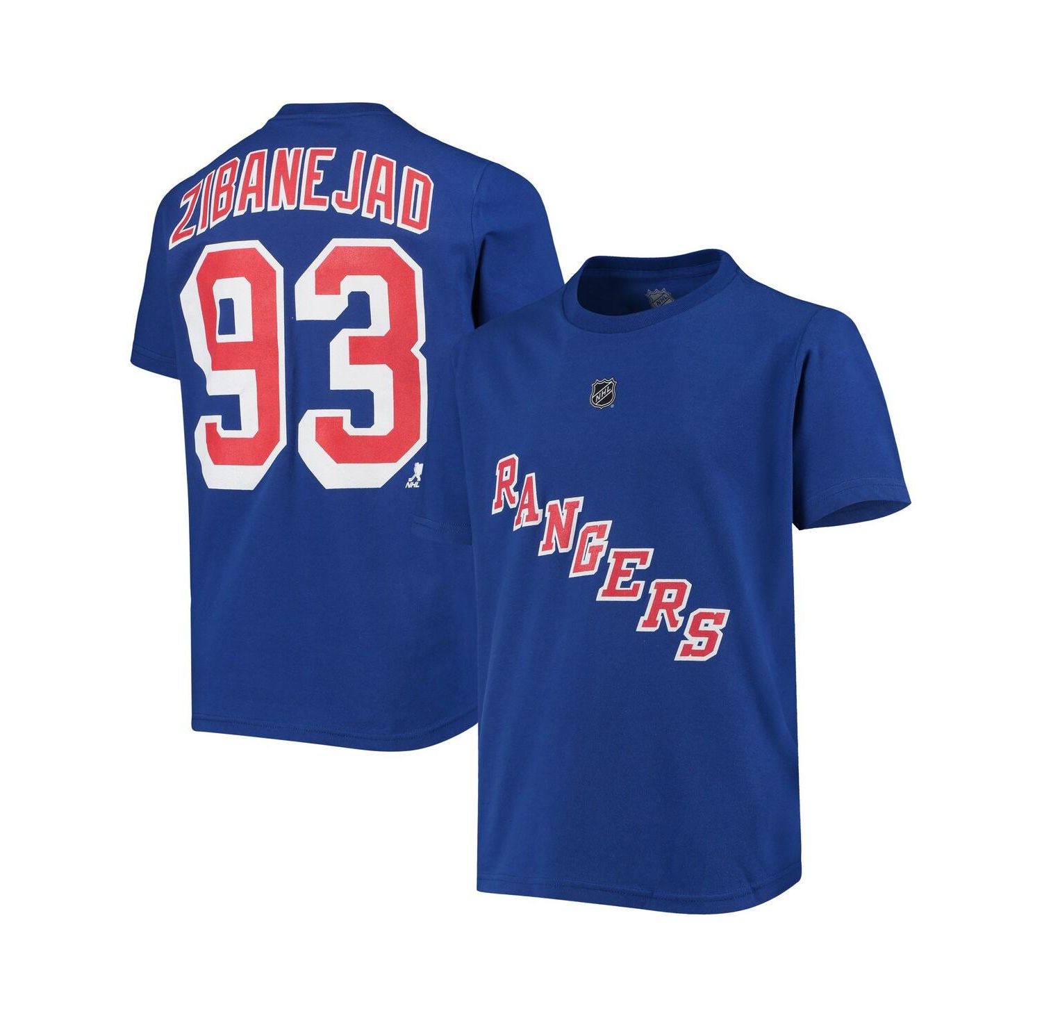 Big Boys Mika Zibanejad Blue New York Rangers Player Name and Number T-shirt