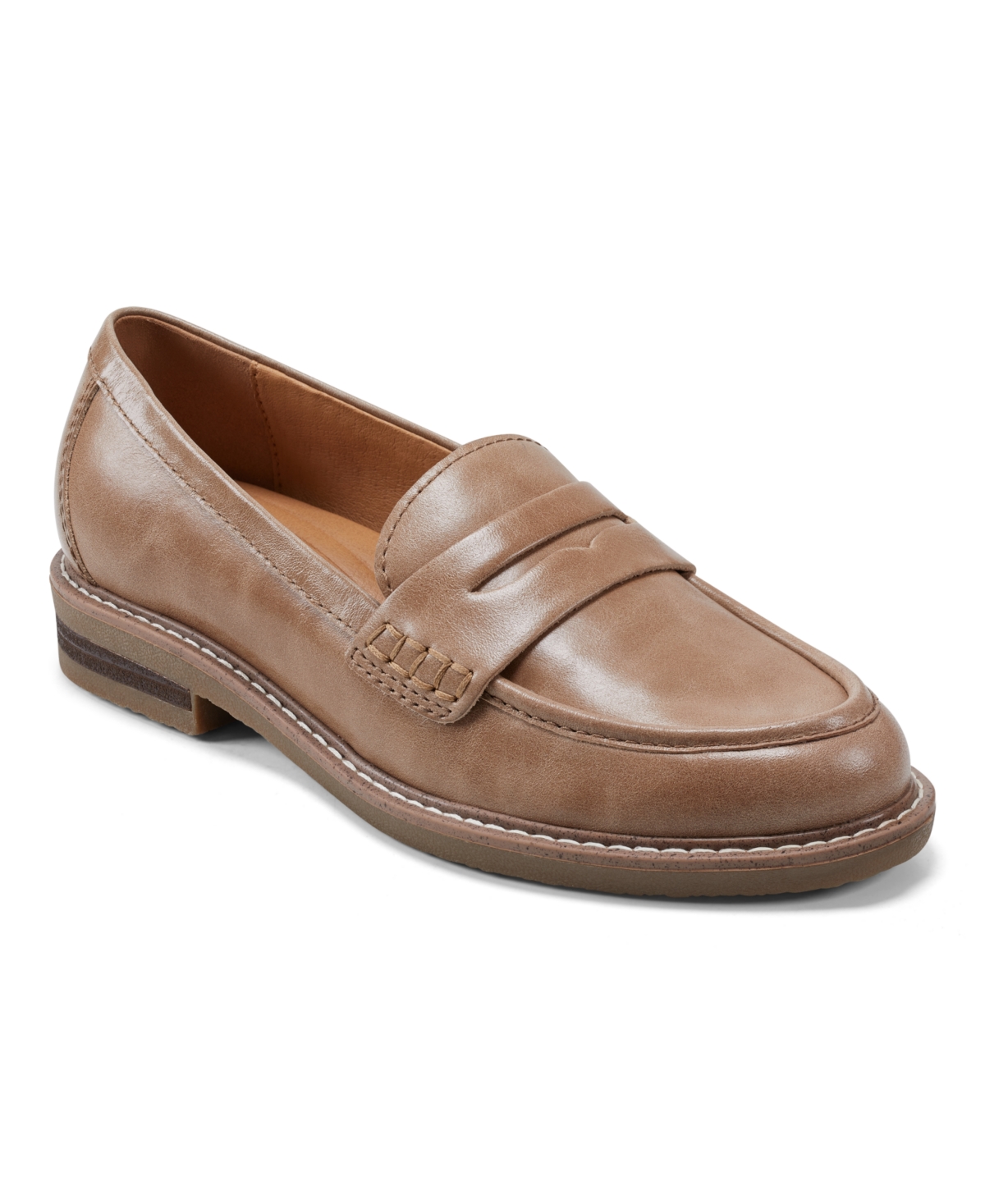 Shop Earth Women's Javas Round Toe Casual Slip-on Penny Loafers In Light Brown Leather