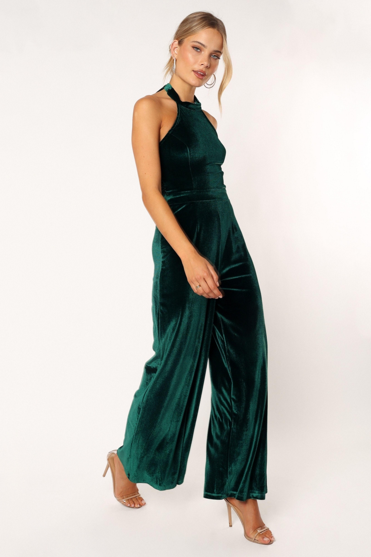 Women's Aria Velvet Jumpsuit -- Emerald