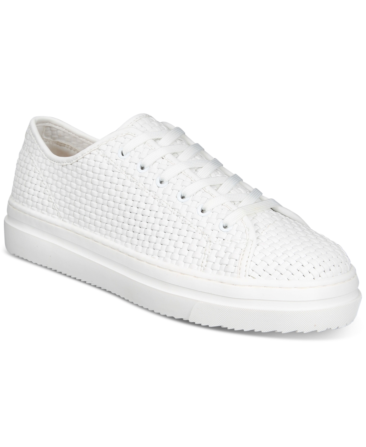 On 34th Women's Lusille Woven Lace-up Sneakers, Created For Macy's In White