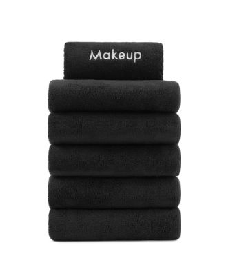 Arkwright Microfiber Makeup Remover Cloths 13x13, 6-Pack, Black - Soft Coral Fleece Makeup Washcloths
