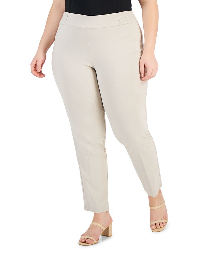 Plus & Petite Plus Size Tummy Control Pull-On Slim-Leg Pants, Created for  Macy's