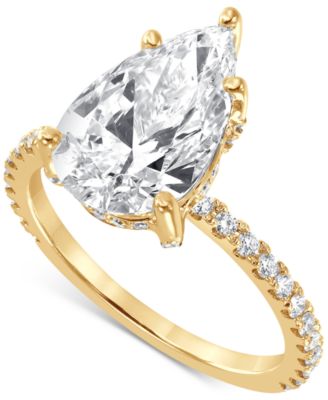 Badgley Mischka - Lab Grown Certified Diamond Pear Halo Engagement Ring (3-3/8 ct. t.w.) in 14k Gold