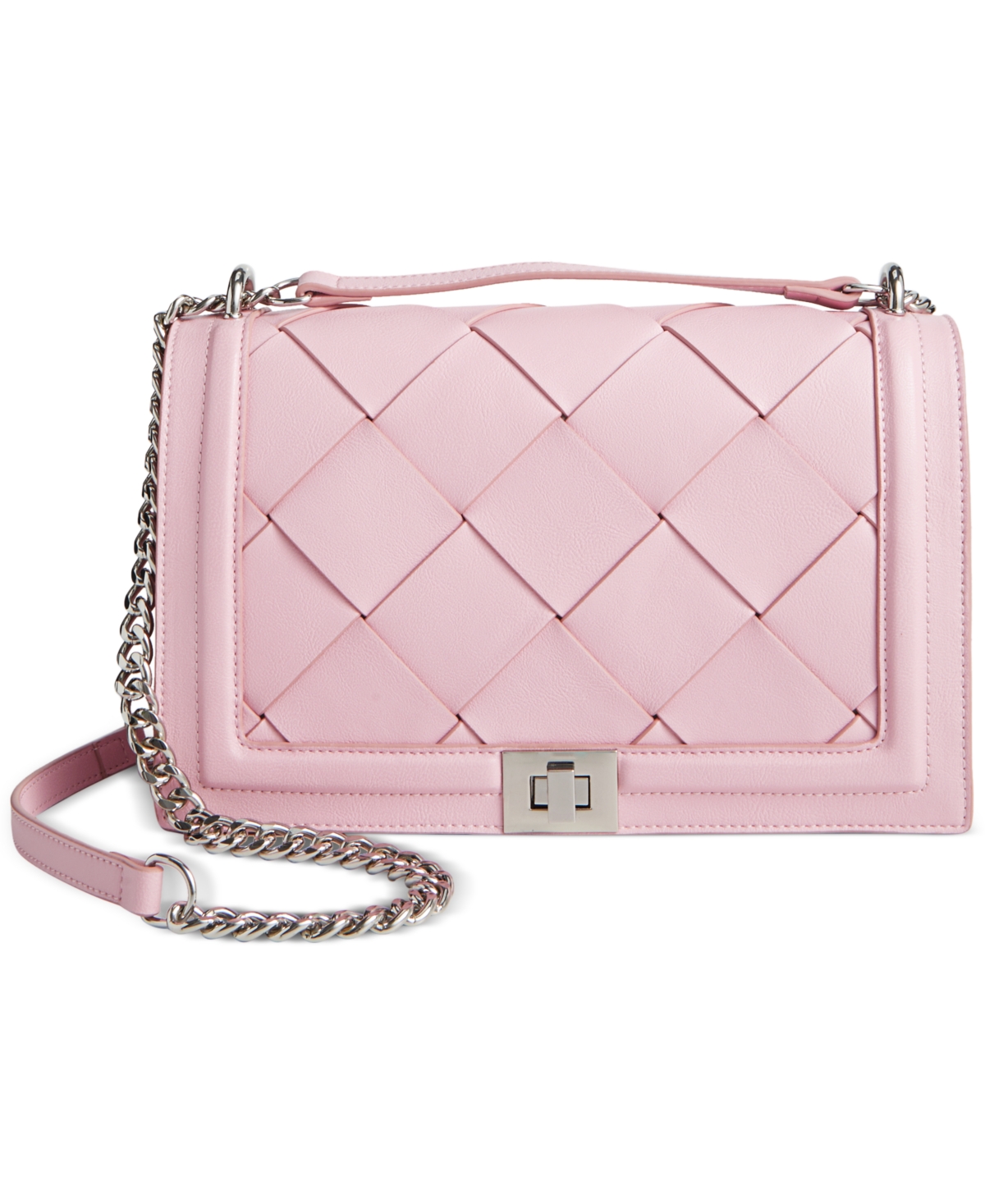 Shop Inc International Concepts Ajae Flap Woven Shoulder Bag, Created For Macy's In Pink Quartz