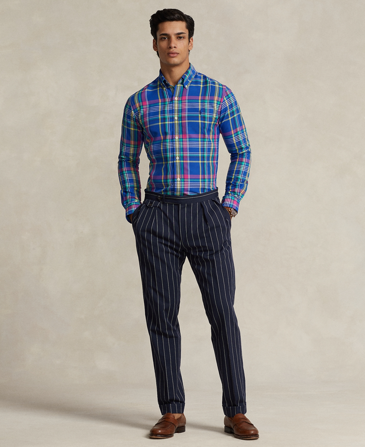 Polo Ralph Lauren Men's Classic-Fit Plaid Performance Shirt -pink Multi